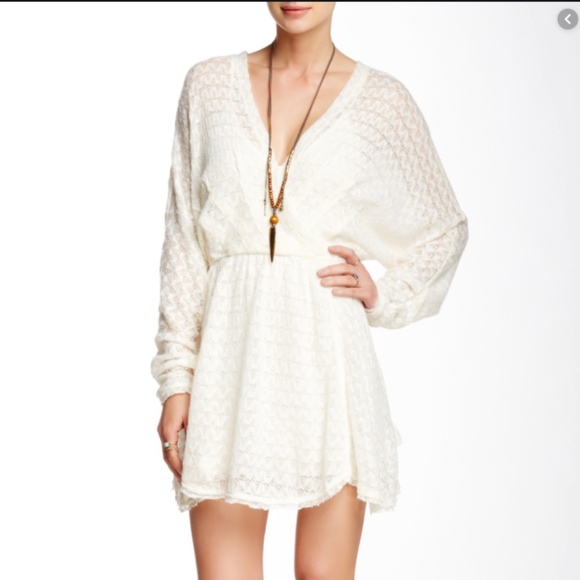 FREE PEOPLE knit dress Snug Bug ivory tassels NEW XS X-Small - Picture 6 of 7